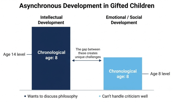 Asynchronous development in gifted children — intellectual age ahead of emotional and social development