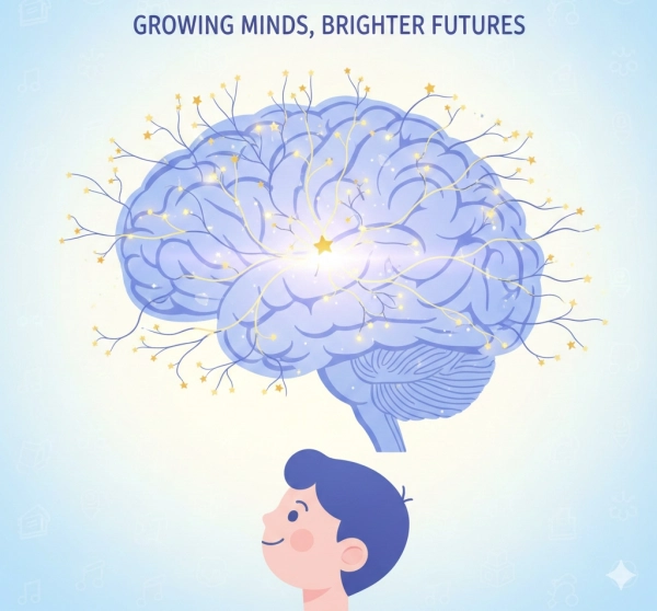 Illustration showing that a child’s IQ can improve through brain development and learning