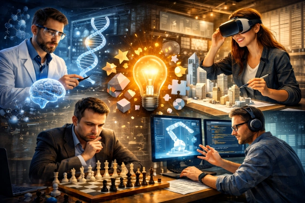 Professionals using advanced reasoning and creativity in careers suited for individuals with high IQ