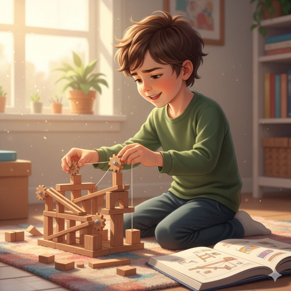 Child showing deep focus, quick learning, and strong memory while engaging with an activity