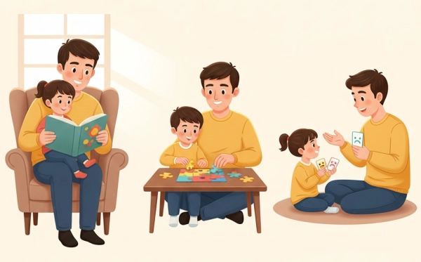 Parent supporting a child’s IQ and EQ through learning and emotional guidance