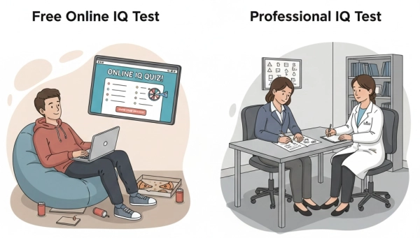 Comparison between free online IQ tests and professionally administered IQ tests