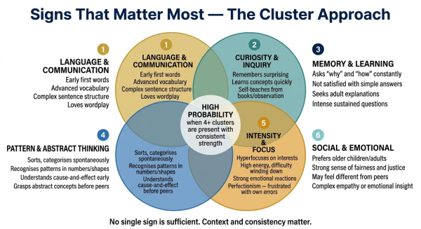 Overview of the clusters of signs that together are more meaningful than any individual sign in identifying potentially gifted children