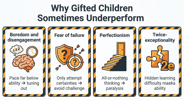 Gifted underachievement — why high-IQ children sometimes underperform in school and what helps