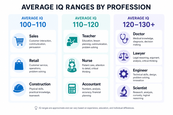 Chart showing how IQ score expectations vary by profession and academic context