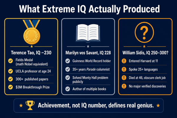 Comparison of IQ and real-world achievement — Fields Medal, Nobel Prize, Guinness records