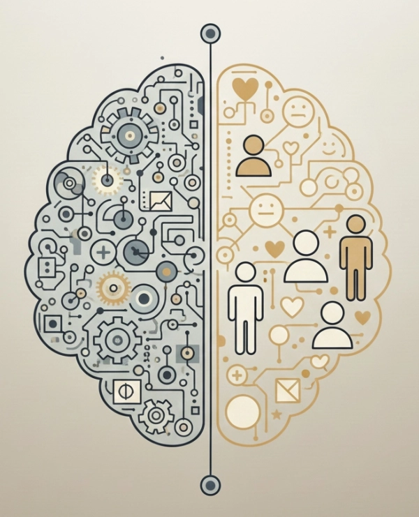 Illustration showing the difference between high IQ cognitive ability and lower emotional intelligence