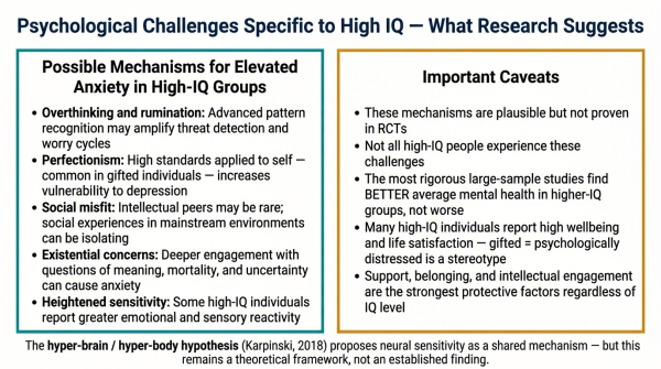 Overview of psychological challenges specifically associated with high intelligence including overthinking perfectionism and social misfit