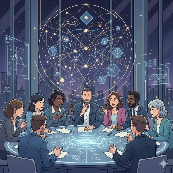 Illustration representing high IQ societies as an intellectual community of deep thinkers and problem solvers