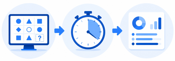 How the CheckIQFree IQ test works – 26 visual questions, 30-minute timer, instant score