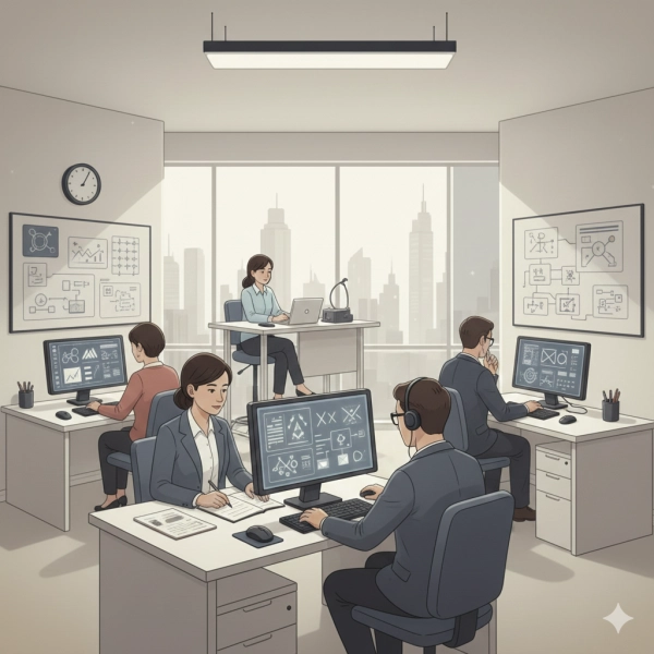 Quiet and structured work environment suited for individuals with high IQ and low emotional demands