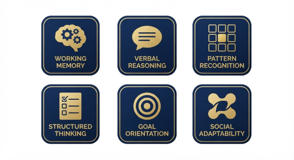 Cognitive traits at IQ 110 — working memory, verbal reasoning, structured thinking