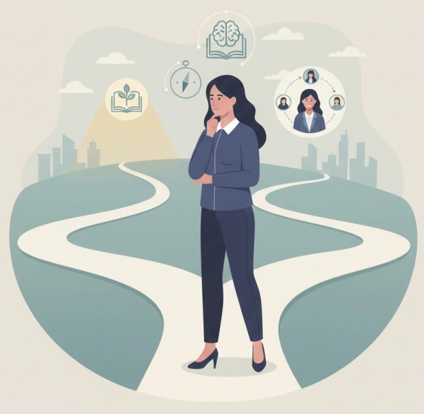 Illustration symbolizing career growth and direction for individuals with high IQ, emphasizing motivation and long-term development