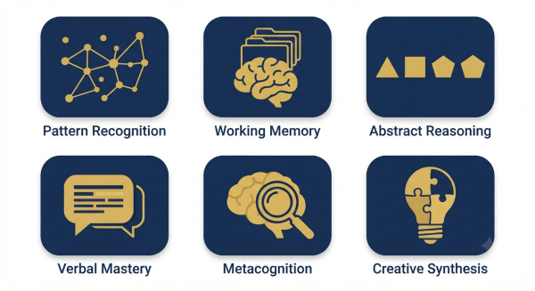 Cognitive abilities at IQ 138 — pattern recognition, working memory, verbal reasoning, metacognition