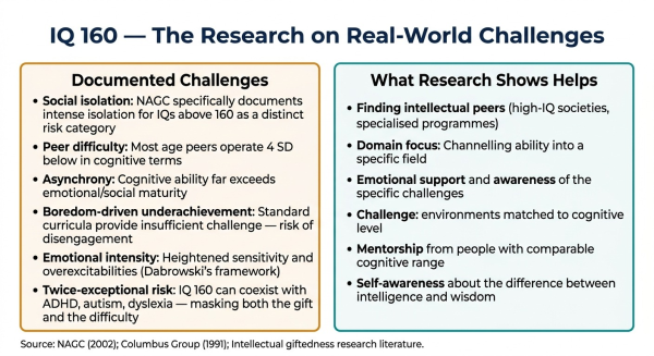 Research-based overview of challenges associated with IQ 160 profoundly gifted level including social isolation