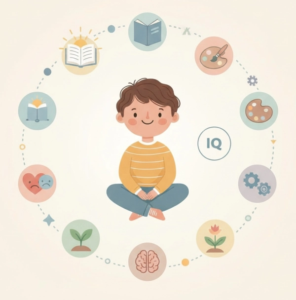 Illustration showing that a child’s IQ score is only one small part of their overall abilities and development