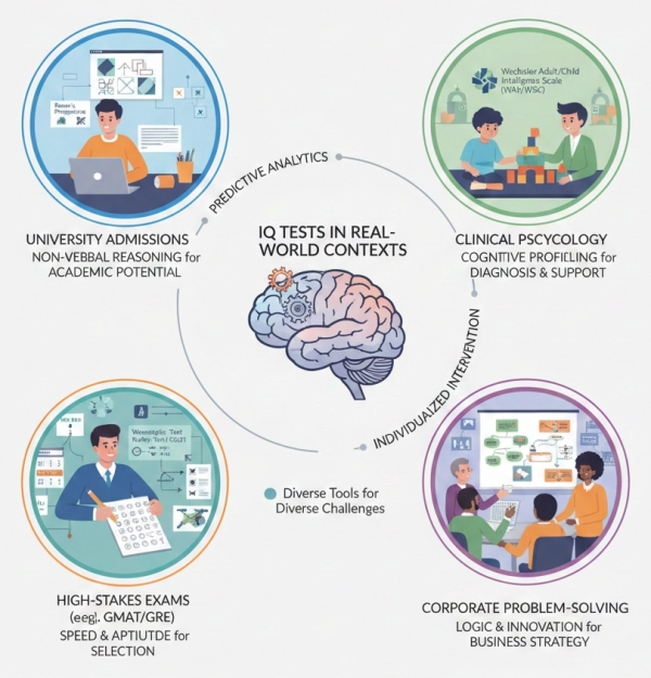 Different IQ tests used for academic, clinical, and high pressure performance evaluation