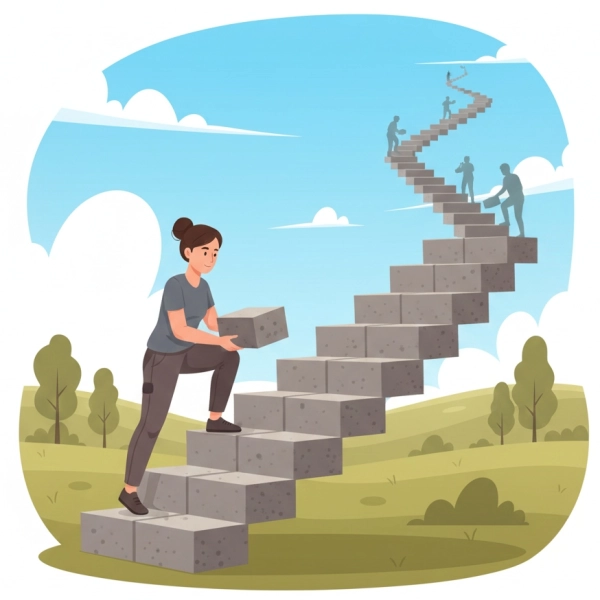 Illustration showing steady progress through consistency and effort, emphasizing persistence over natural intelligence