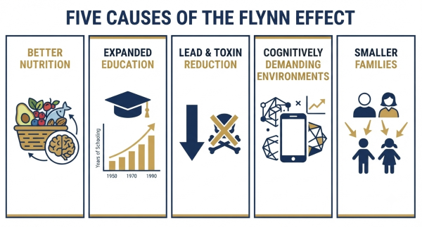 Reverse Flynn Effect — countries where IQ gains have slowed or reversed: Norway, Denmark, Finland, Netherlands, UK