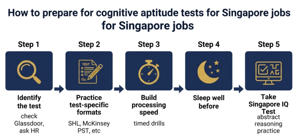 How to prepare for cognitive aptitude tests for Singapore jobs — identify test, practice formats, build speed