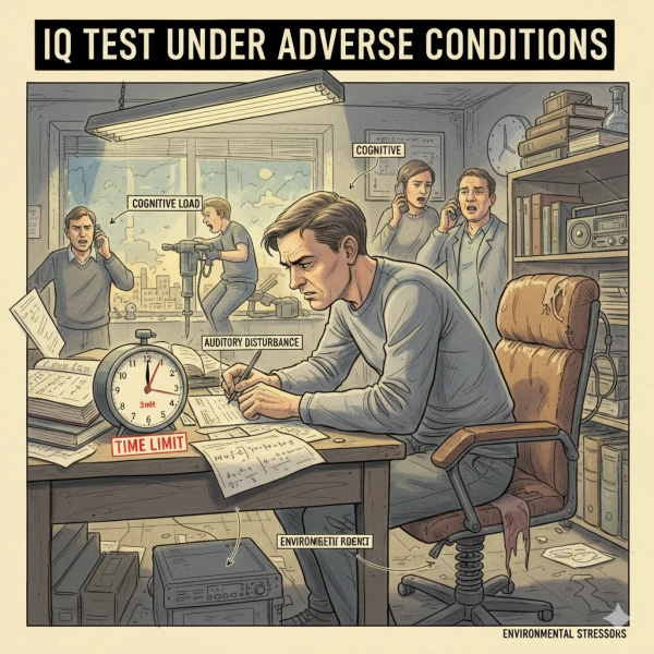 Poor test environment and time pressure can negatively affect IQ test scores