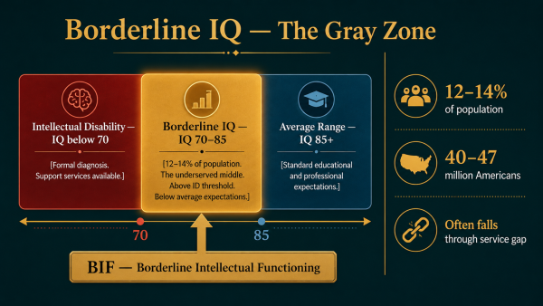 borderline IQ, borderline intellectual functioning, BIF IQ range, IQ 70 85 meaning, borderline intellectual functioning support