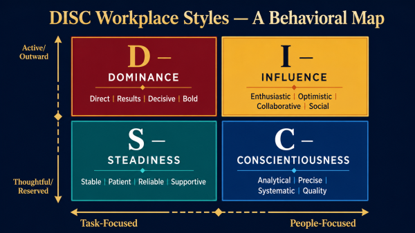 DISC personality workplace, DISC assessment guide, DiSC styles D I S C, DISC leadership communication, DISC team dynamics