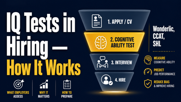 how recruiters use IQ tests, cognitive ability tests hiring, IQ test recruitment, Wonderlic CCAT SHL hiring, cognitive assessment employment, aptitude test job interview