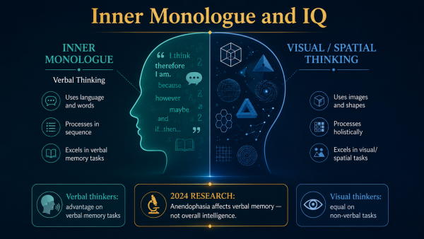 inner monologue IQ, inner voice intelligence, anendophasia IQ, no inner monologue intelligence, inner speech cognitive ability