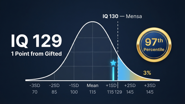 IQ 129, IQ score 129, IQ of 129, IQ 129 meaning, IQ 129 percentile, IQ 129 superior, IQ 129 Mensa, is IQ 129 genius