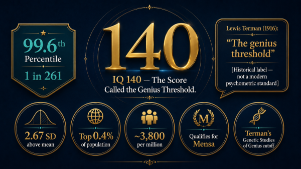 IQ 140, what is IQ 140, IQ 140 meaning, IQ 140 genius threshold, IQ 140 percentile rarity