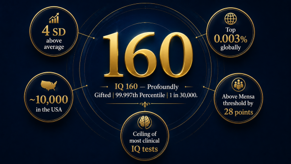 IQ 160, what is IQ 160, IQ 160 meaning, IQ 160 rarity, IQ 160 profoundly gifted