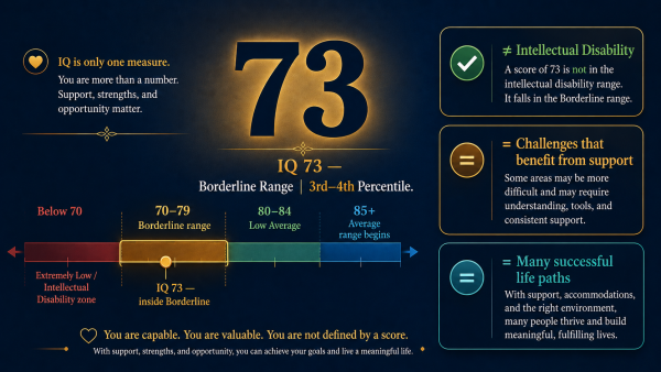 IQ 73, what is IQ 73, IQ 73 meaning, IQ 73 borderline intellectual functioning, IQ 73 classification