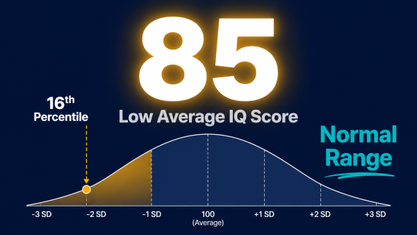 iq 85, iq score 85, what does iq 85 mean, iq 85 percentile, is 85 a low iq, low average iq score