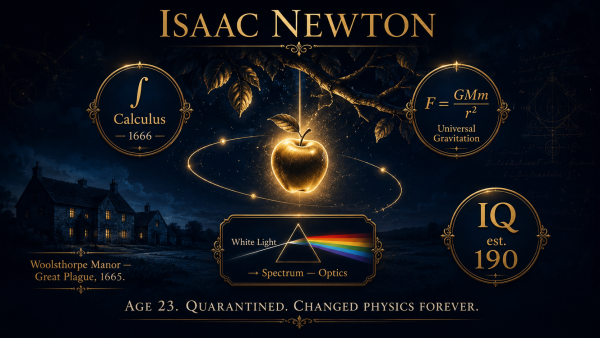 Isaac Newton IQ, Isaac Newton intelligence, Newton IQ 190, Isaac Newton genius, Newton annus mirabilis IQ