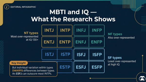 MBTI and IQ, MBTI personality type intelligence, INTJ IQ INTP IQ, Myers-Briggs IQ correlation, personality type IQ research