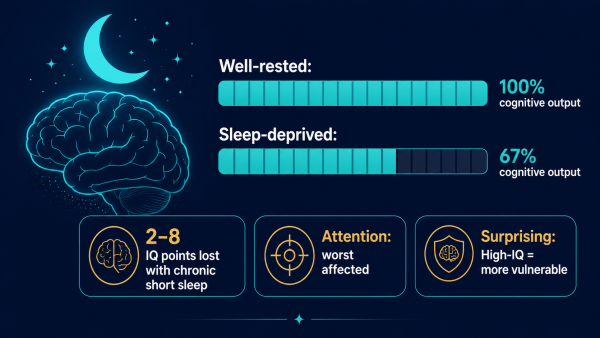 sleep and IQ, sleep deprivation IQ, does sleep affect intelligence, how sleep affects cognitive performance, sleep IQ research