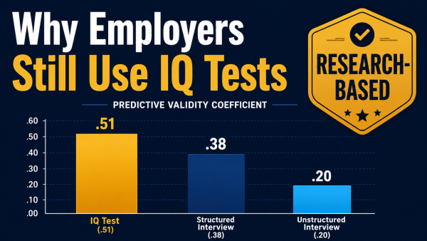 why employers use IQ tests, cognitive ability test validity hiring, IQ tests job performance research, why companies use aptitude tests, GMA hiring predictive validity