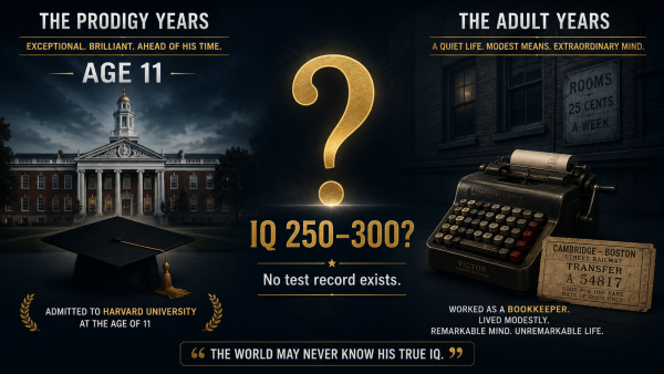 William James Sidis IQ, William Sidis Harvard prodigy, highest IQ ever disputed, William Sidis IQ 250 300, child prodigy tragedy